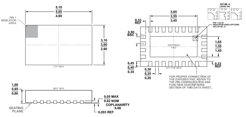 机械图纸 - Analog Devices Inc. ADRF5354射频前端多芯片模块