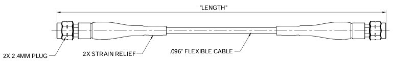 机械图纸 - Johnson / Cinch Connectivity Solutions 2.4mm 50GHz测试电缆组件