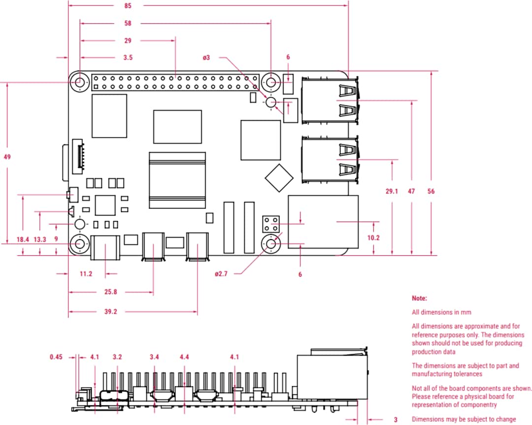 机械图纸 - Raspberry Pi 5单板计算机