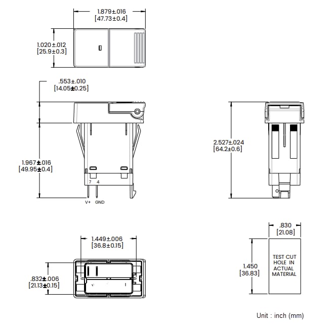 机械图纸 - Carling Technologies CHG USB CV充电器