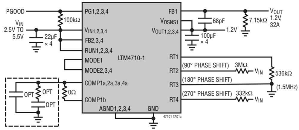 应用电路图 - Analog Devices Inc. LTM®4710-1 μModule稳压器