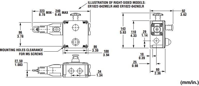 机械图纸 - Omron Industrial Automation ER1022拉绳急停开关