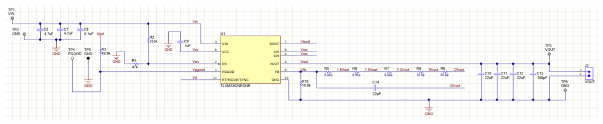 原理图 - Texas Instruments TLVM23625EVM评估模块 (EVM)