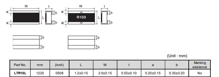 机械图纸 - ROHM Semiconductor LTR大功率厚膜分流电阻器