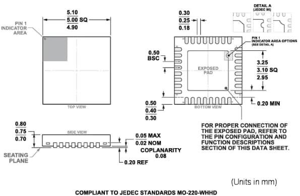 机械图纸 - Analog Devices Inc. ADG1206L/1207L多路复用器开关IC