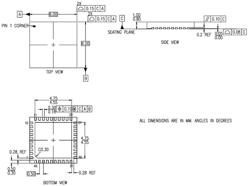机械图纸 - Renesas Electronics 8P34S2106A扇出缓冲器
