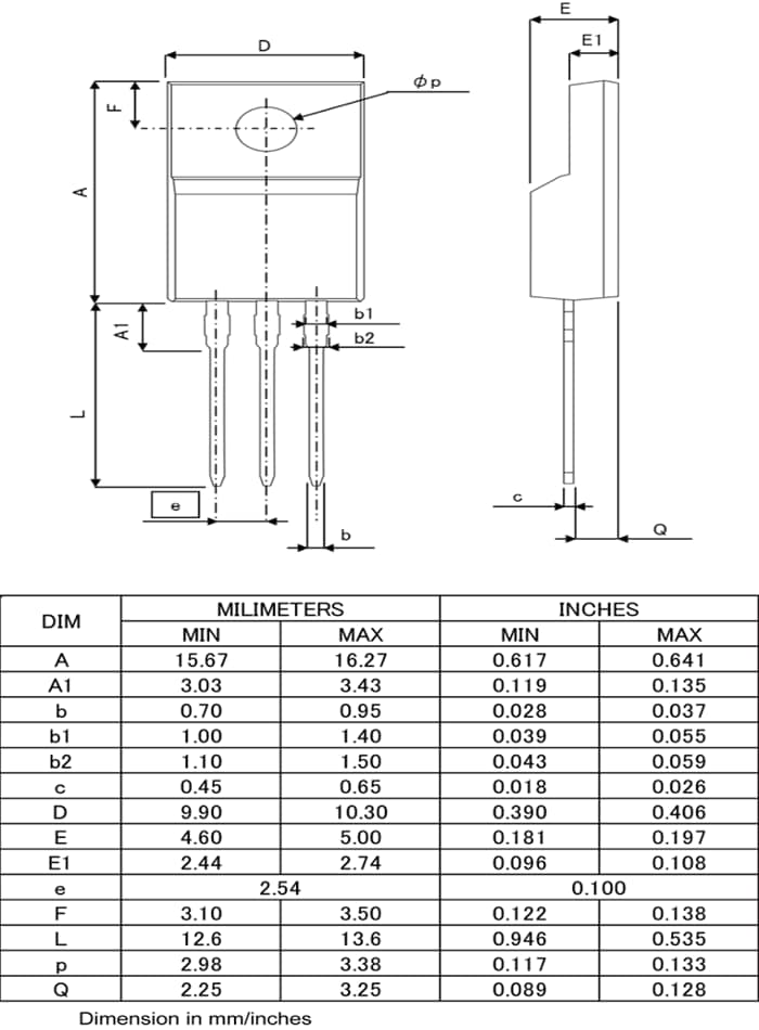 机械图纸 - ROHM Semiconductor R8019KNXC7G N沟道800V 19A功率MOSFET