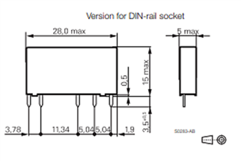 机械图纸 - TE Connectivity / Schrack Slimline SNR系列PCB继电器