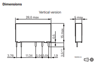 机械图纸 - TE Connectivity / Schrack Slimline SNR系列PCB继电器