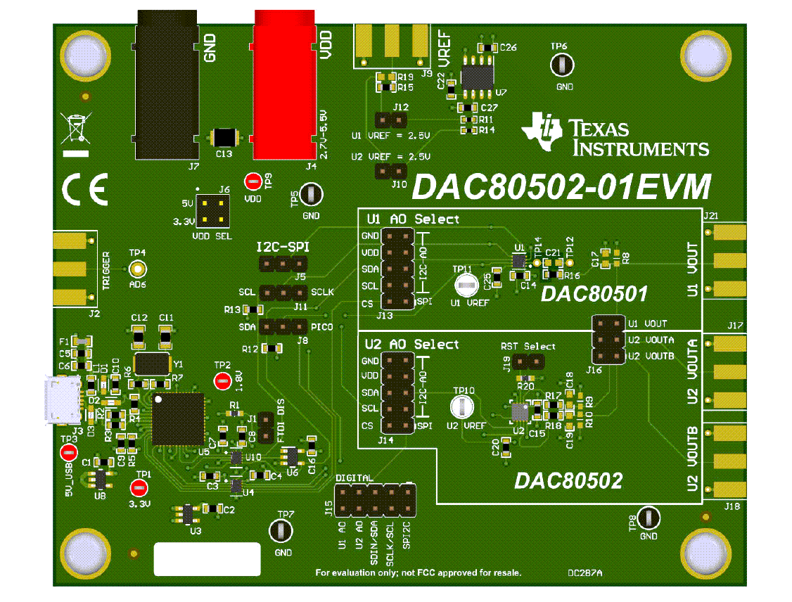 位置电路 - Texas Instruments DAC80502-01EVM评估模块