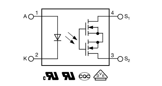 应用电路图 - Vishay Semiconductors VOR1060M4 1 Form A 固态继电器