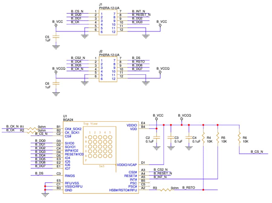 原理图 - Infineon Technologies EVAL-S26HL512T SEMPER™ HYPERBUS™内存模块