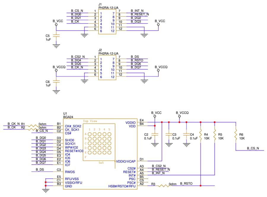 原理图 - Infineon Technologies EVAL-S28HL512T SEMPER™八进制SPI内存模块