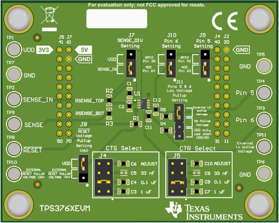 机械图纸 - Texas Instruments TPS376XEVM窗口监控器评估模块