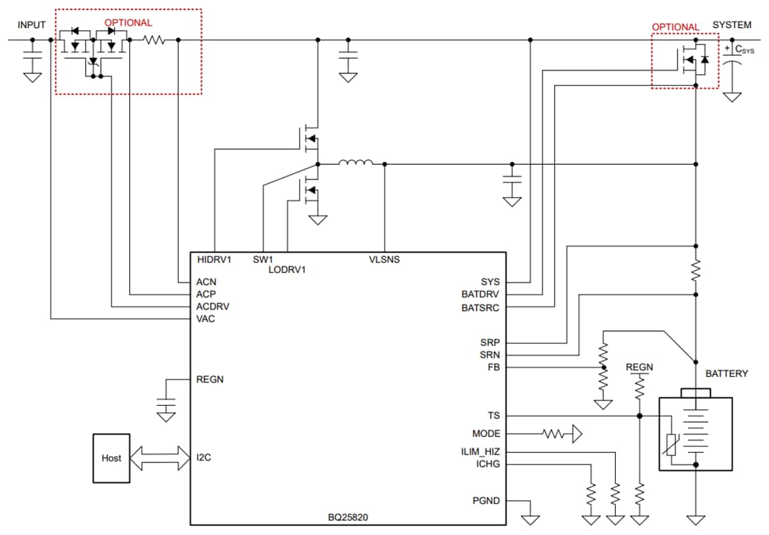 原理图 - Texas Instruments bq25758A双向降压-升压控制器