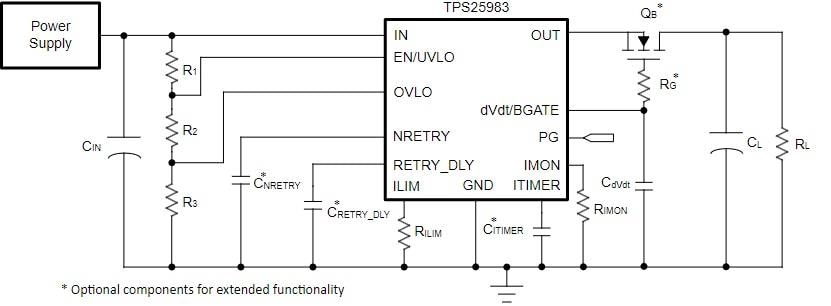 原理图 - Texas Instruments TPS25983热插拔电子保险丝
