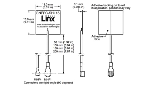 图表 - TE Connectivity / Linx Technologies ANT-GNFPC-SAHL1柔性嵌入式L1 GNSS天线