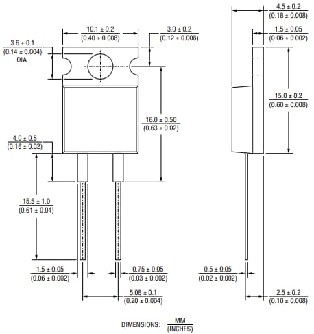 机械图纸 - Bourns PF2203 Riedon™厚膜电阻器