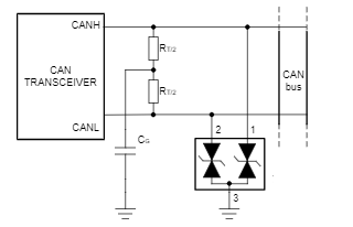 应用电路图 - Texas Instruments ESD2CANx-Q1 ESD 保护二极管