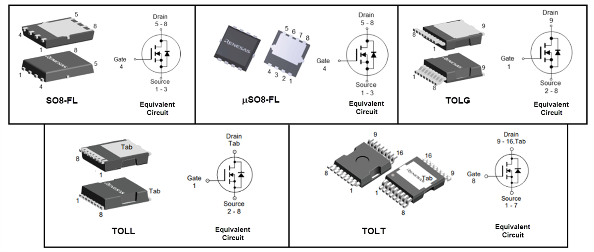 应用电路图 - Renesas Electronics REXFET-1 100V和150V功率MOSFET