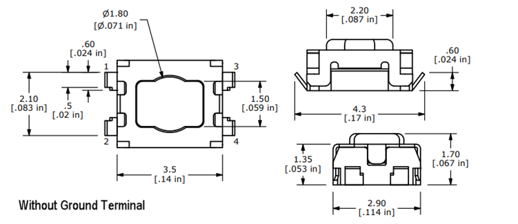 Chart - E-Switch TL1030 Tactile Switches