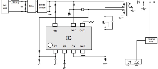 应用电路图 - ROHM Semiconductor BM1Q0xAFJ-LBE2准谐振直流/直流转换器IC