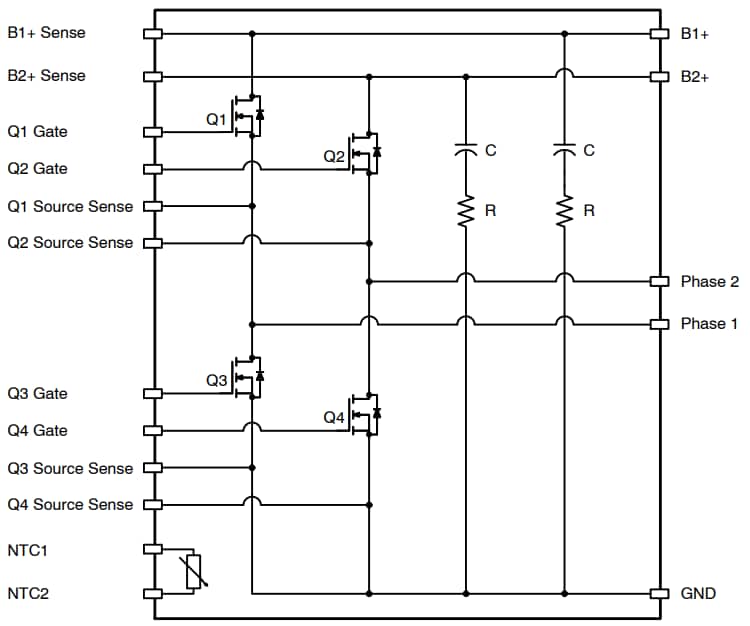 框图 - onsemi NXV08H350XT1 MOSFET模块