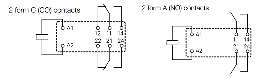 机械图纸 - TE Connectivity / Schrack RT2通用电源PCB继电器