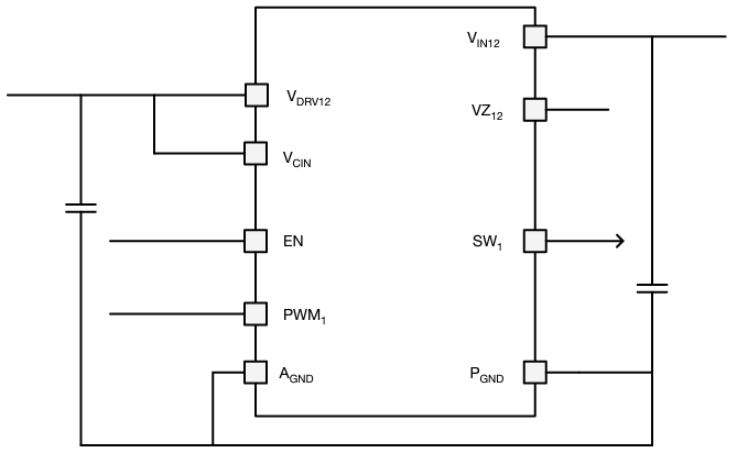 应用电路图 - Vishay Semiconductors SiP2204四通道单片式功率级