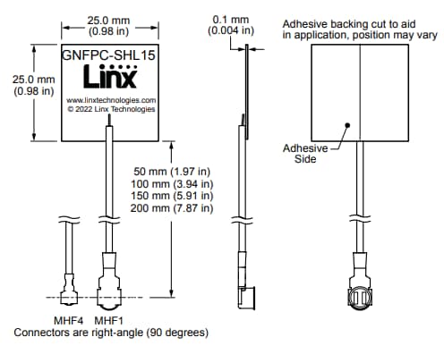 机械图纸 - TE Connectivity / Linx Technologies ANT-GNFPC-SHL15 L1/L5 GNSS天线