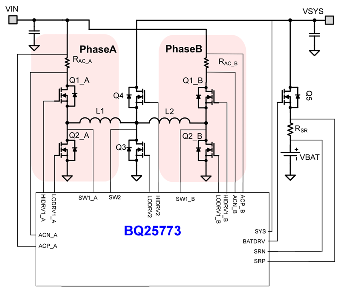 应用电路图 - Texas Instruments bq25773降压-升压型电池充电控制器