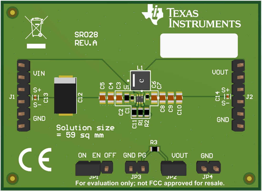 机械图纸 - Texas Instruments TPS62A03EVM-028/TPS62A03AEVM-028评估模块