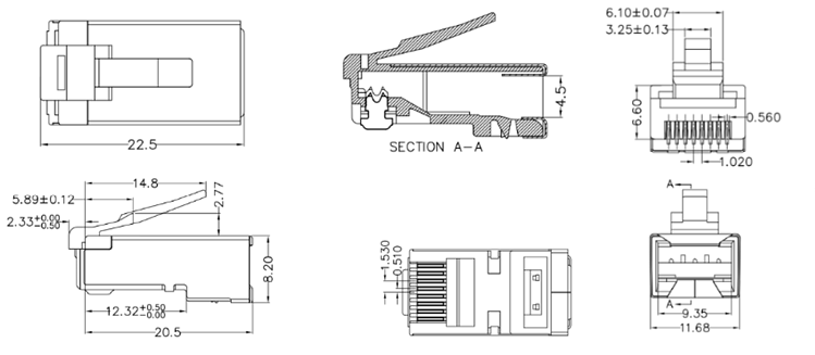 Chart - Taoglas TEC11 Cat6A Ethernet Cables