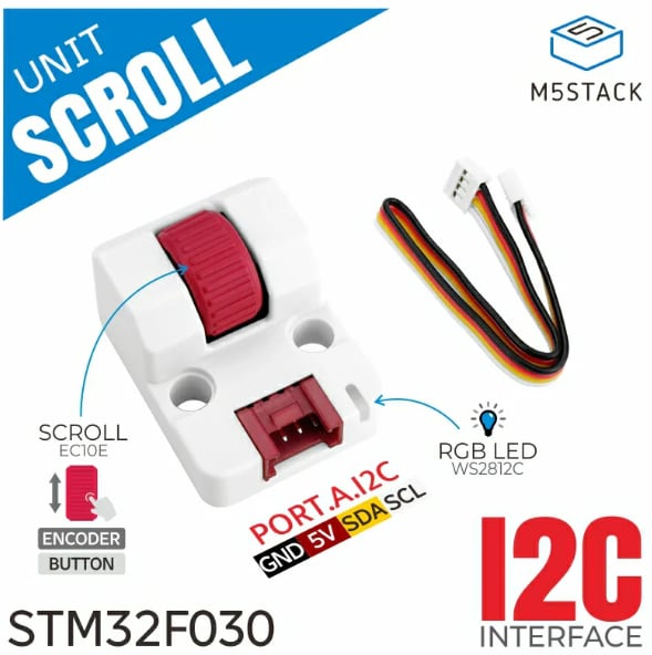 M5Stack U186 Scroll Unit with Hollow Shaft Encoder
