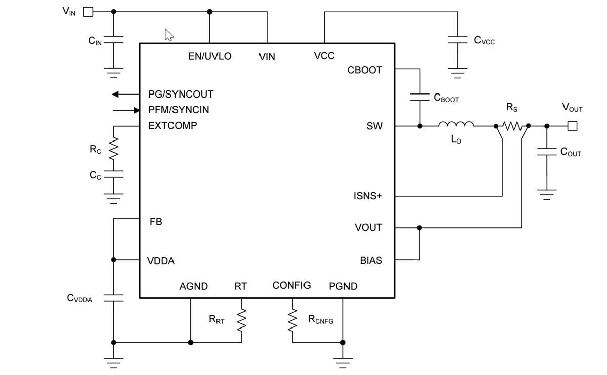 应用电路图 - Texas Instruments LM706x0/LM706x0-Q1降压转换器