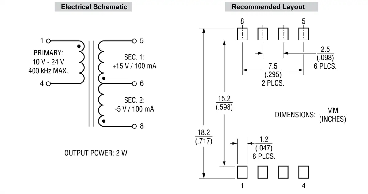 原理图 - Bourns HVMA03F4A-LP8S 2W栅极驱动器变压器