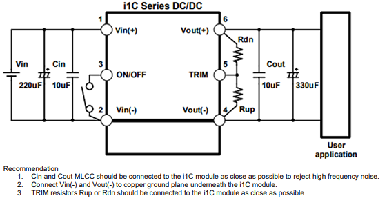 应用电路图 - TDK-Lambda i1C 200W DC-DC非隔离降压-升压转换器