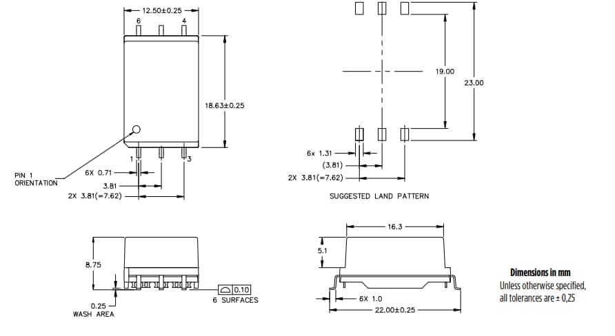 机械图纸 - Pulse Electronics HXE20xHL增强型无卤ESS变压器
