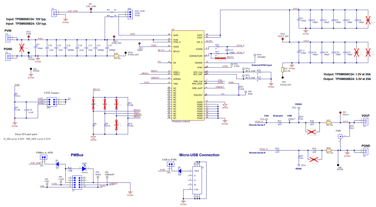 原理图 - Texas Instruments TPSM8S6C24SEVM 驱动评估模块