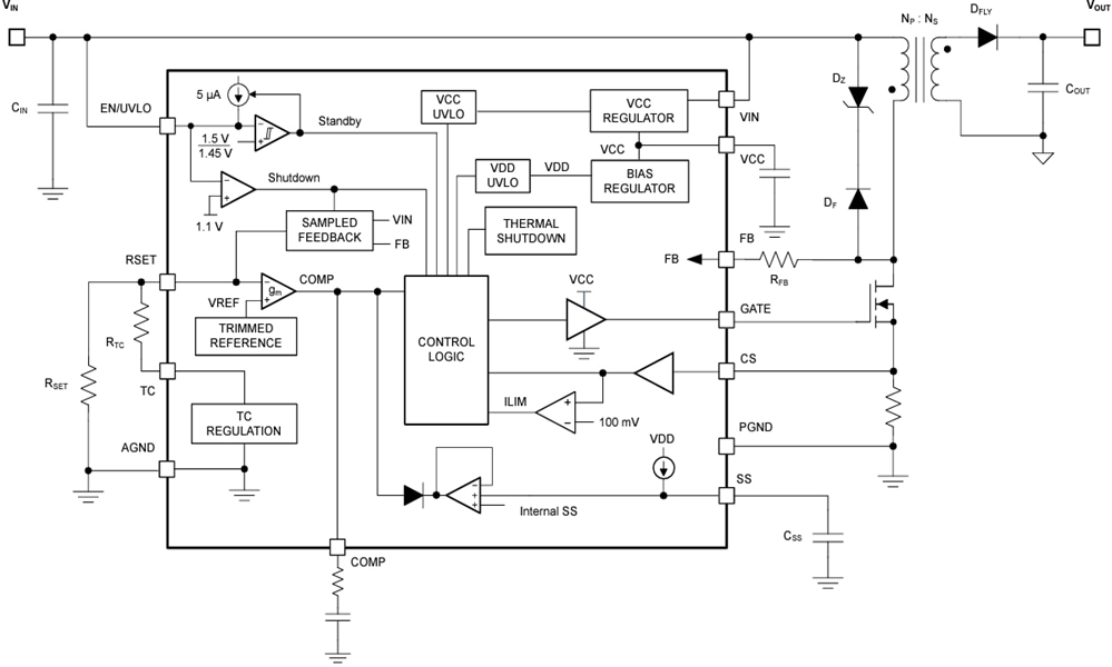 框图 - Texas Instruments LM5185/LM5185-Q1 PSR反激式控制器