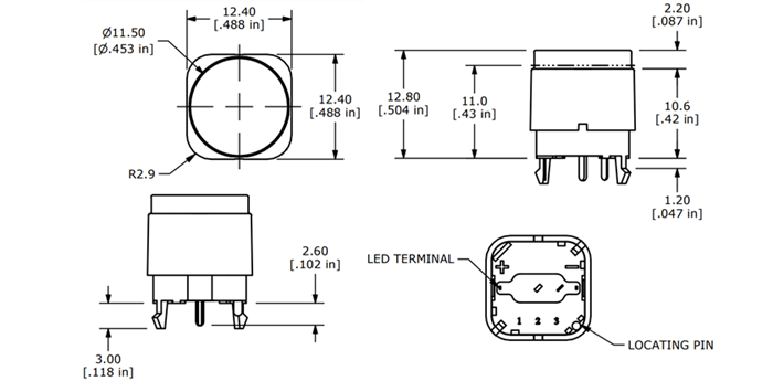 Chart - E-Switch PB350 Pushbutton Switches