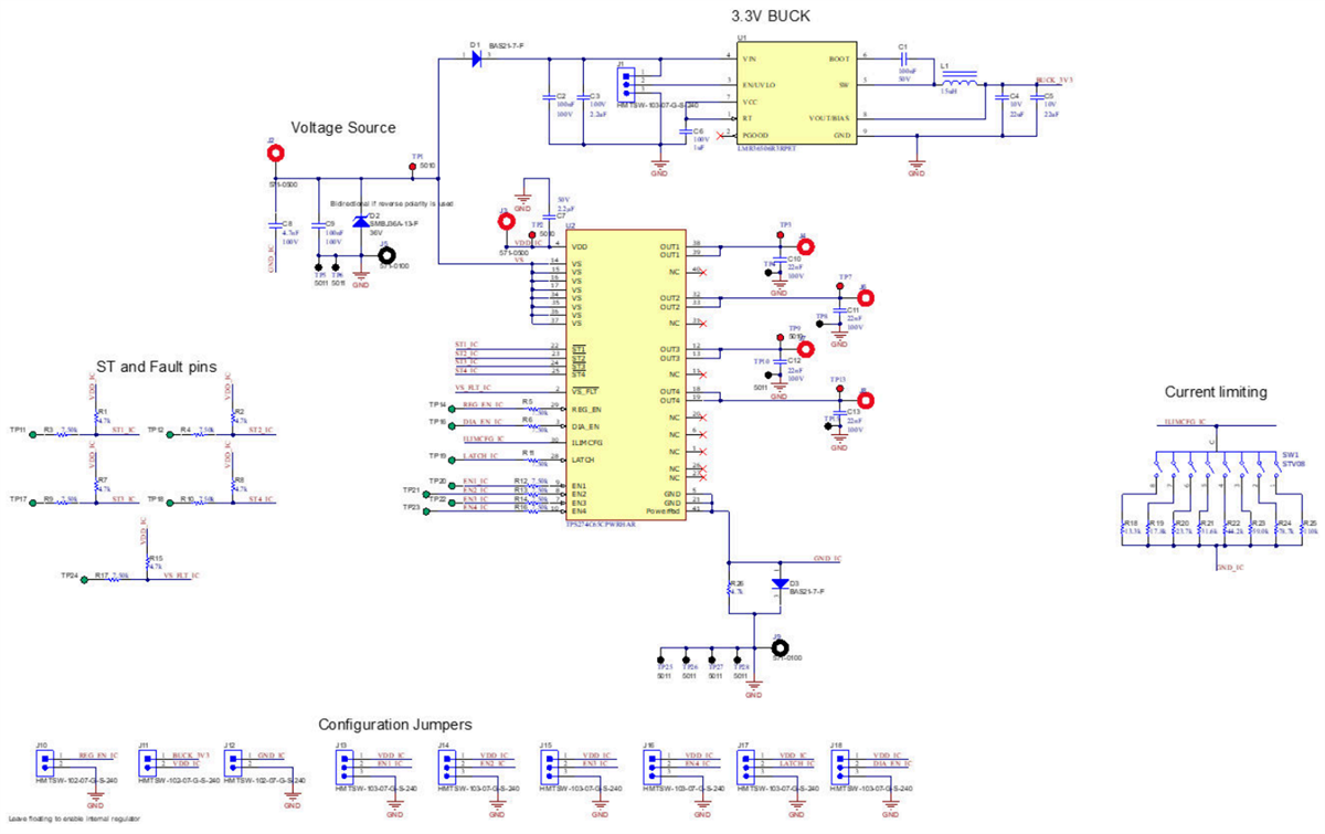 原理图 - Texas Instruments TPS274C65CPEVM 驱动评估模块