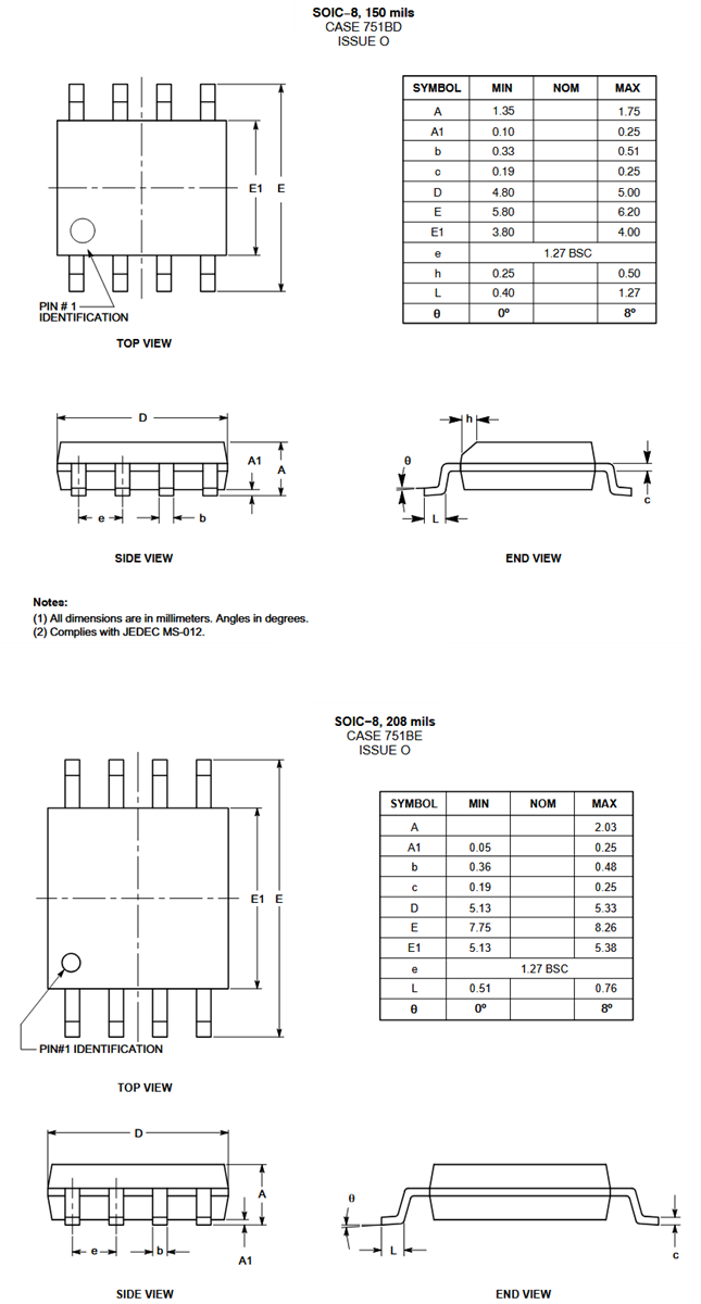 机械图纸 - onsemi CAT93C86 16Kb Microwire串行EEPROM