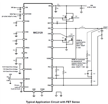 应用电路图 - Microchip Technology MIC2129 DC-DC降压控制器