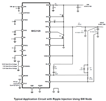 应用电路图 - Microchip Technology MIC2129 DC-DC降压控制器