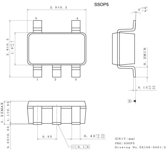 机械图纸 - ROHM Semiconductor BD5230G-1TR CMOS电压检测器（复位）IC
