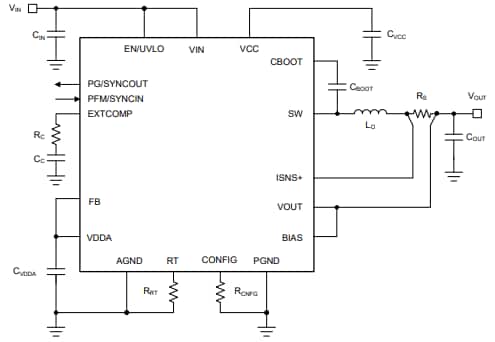 应用电路图 - Texas Instruments LM708x0/LM708x0-Q1 直流-直流降压转换器