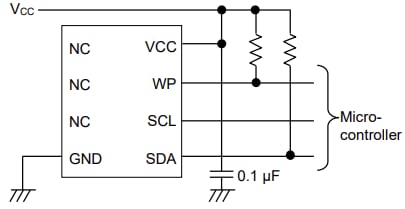 应用电路图 - ROHM Semiconductor BR24G16NUX-5TR I2C总线EEPROM