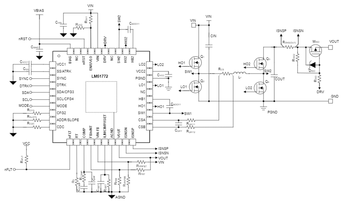 原理图 - Texas Instruments LM51772四开关降压-升压控制器