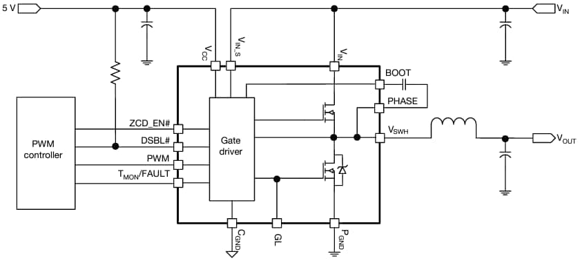 应用电路图 - Vishay Semiconductors SiC660 60A VRPower®集成功率级